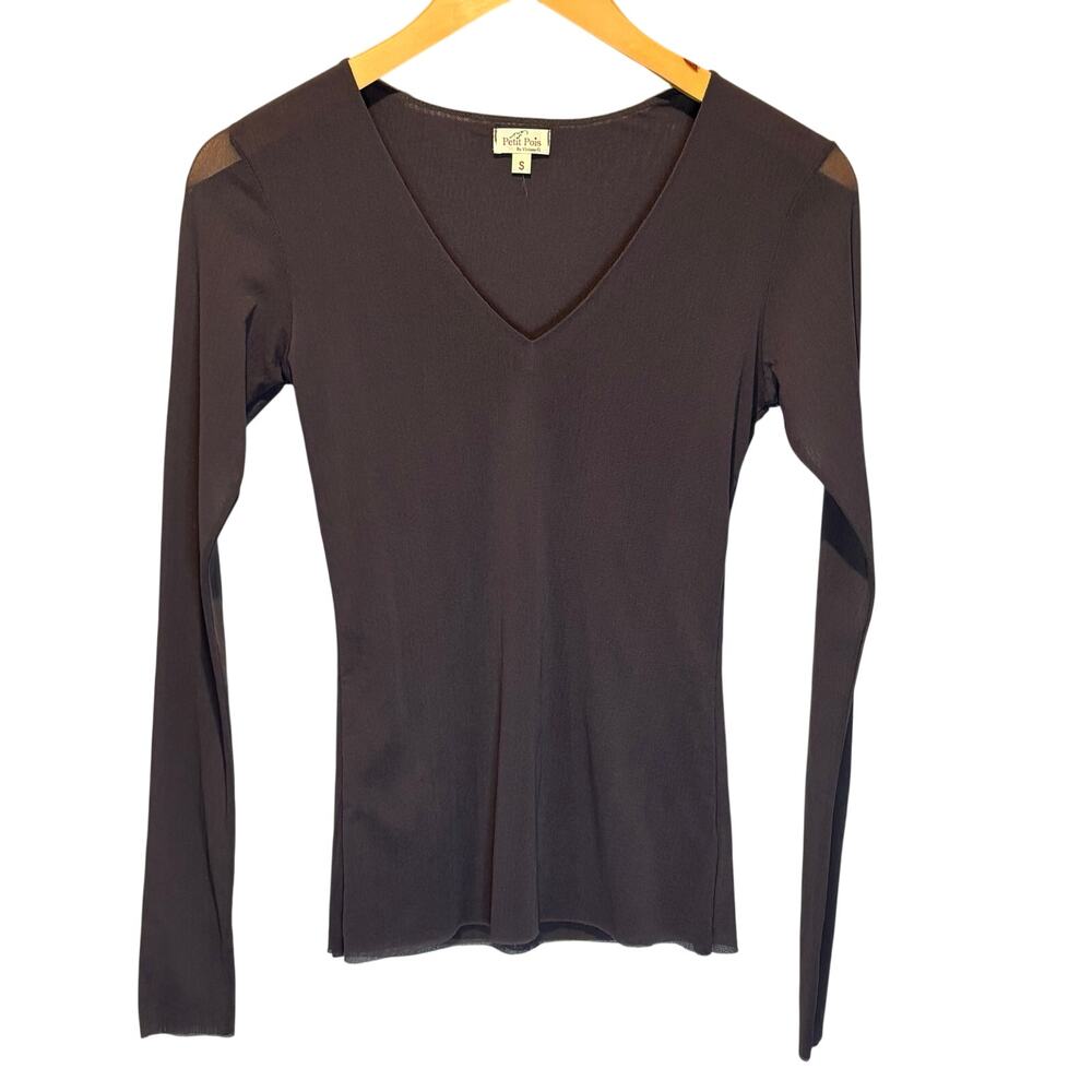 Petit Pois by Viviana G Gray Long Sleeve Y2K Mesh Top - size Small